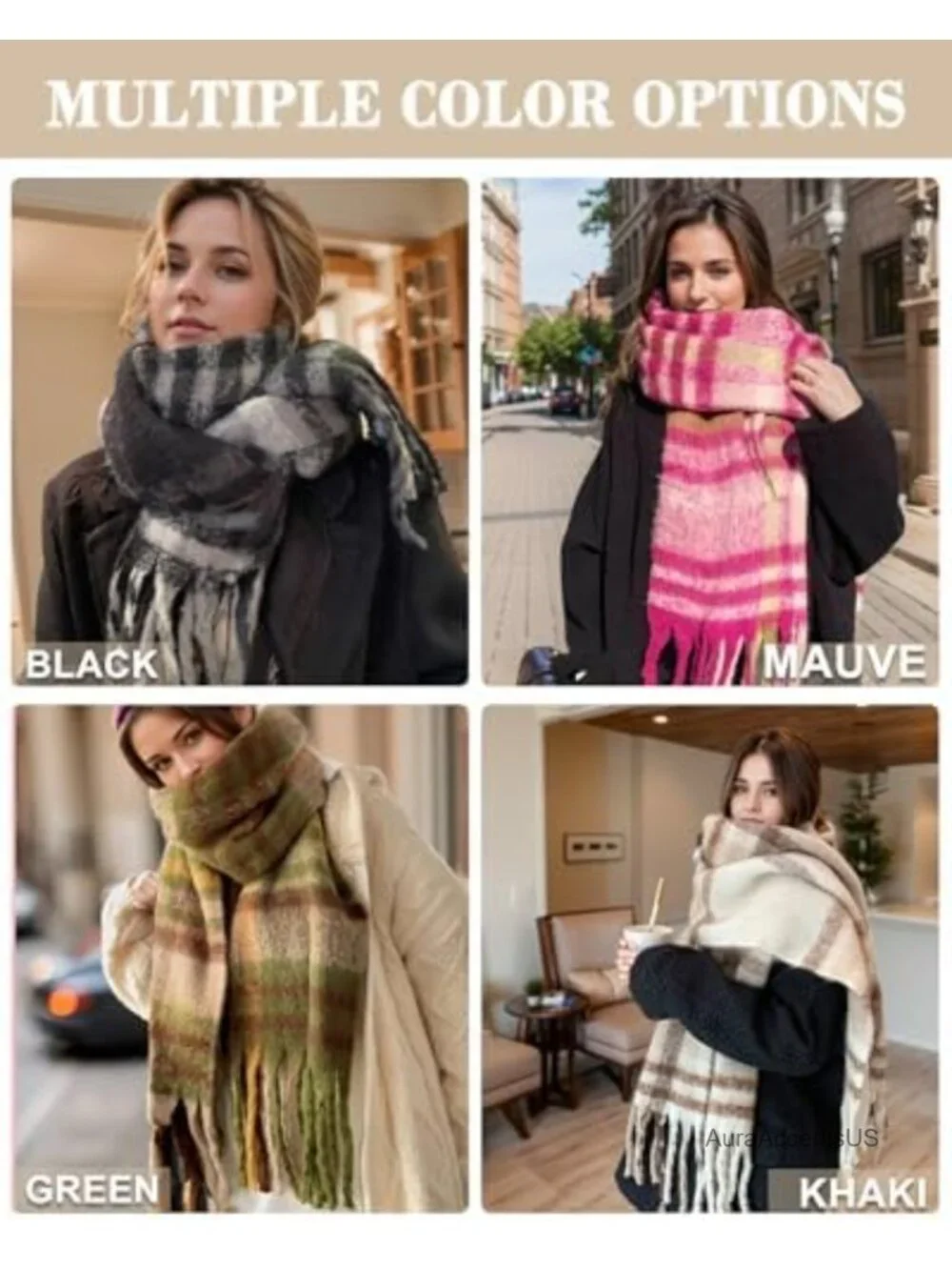 Oversized Winter Scarf for Women, Warm Thick Chunky Blanket Scarf, Soft Cozy
